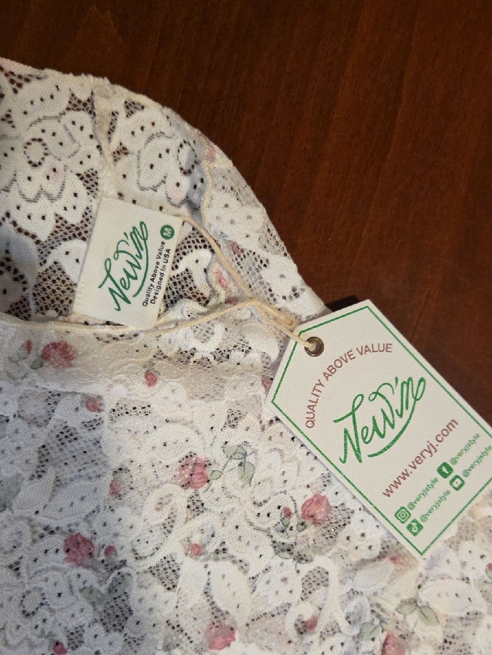 Sheer Floral Layering Long Sleeve Top in Ivory with Pastel Details - Picture 2 of 4
